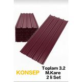 Konsepp Galvanizli Trapez Çatı Kaplama Sacı – 2 Metre (2 Adet-Su Geçirmez ve Paslanmaz Metal Sac) - Bordo