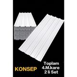 Konsepp Galvanizli Trapez Çatı Kaplama Sacı – 2,5 Metre (2 Adet-Su Geçirmez ve Paslanmaz Metal Sac) - Beyaz