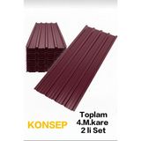 Konsepp Galvanizli Trapez Çatı Kaplama Sacı – 2,5 Metre (2 Adet-Su Geçirmez ve Paslanmaz Metal Sac) - Bordo