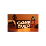 Konsol İstasyonu GAME OVER LED Dekoratif Işıklı Masa Lambası – USB & Pilli - Oyun Odası Dekor - Sarı Işık