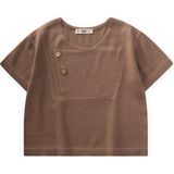 Kontrast Dikişli Keten Bluz 2-7 Yaş Caramel - 2 - 3 Yaş
