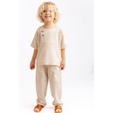 Kontrast Dikişli Keten Bluz 2-7 Yaş Naturel - 3 - 4 Yaş