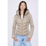 Kontrast Şişme Mont - XL - Krem