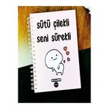 Konuşan Ajanda 17x24 Spiralli Stickerli Kuşe Kağıda Tarihsiz Ajanda Sütü Çilekli Seni Sürekli