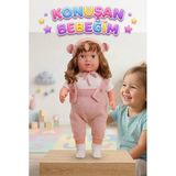 Konuşan Bebeğim 60 Cm Türkçe Konuşan Örgü Tulum Ve Şapkalı Kafası Bacakları Kolları Et Oyuncak Bebek