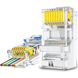 Koodmax - 100 Adet - 50U" (50 Micron) Gold Plated Cat6 Ez RJ45 Delikli Konnektör Yeni Nesil Jack Uç - Şeffaf