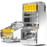 Koodmax 100 Adet - 50U (50 Micron) Gold Plated Cat6 RJ45 Metal Konnektör Ethernet Kablo Ucu Jack Jak - Şeffaf