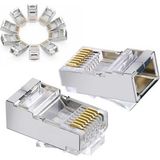 Koodmax 100 Adet - Cat5 Cat6 Metal Konnektör Jack 8P8C RJ45 Ağ Bağlantı Konnektörü - Şeffaf