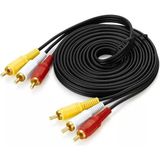 Koodmax - 3 Metre - 3rca To 3rca Kablo - Altın Uçlu , Kompozit Ses ve Video Aktarım Av Kablosu