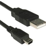 Koodmax 5 Pin Mini USB Kablo - Dualshock 3 Kol Şarj Kablosu Sixaxis Kablo - 1.5 Metre - Siyah