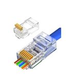 Koodmax - 50 Adet - 3u" 3 Micron Gold Plated Cat6 Ez Rj45 Yeni Nesil Delikli Konnektör Uç Jack