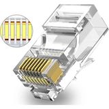 Koodmax - 50 Adet - 3u" Gold Plated Cat6 RJ45 Konnektör 8P8C Ethernet Kablo Ucu Modüler Fiş Jak - Şeffaf