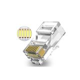 Koodmax - 50 Adet - 3U" Gold Plated CAT6 RJ45 Konnektör 8P8C Ethernet Kablo Ucu Modüler Fiş Jak
