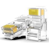 Koodmax - 50 Adet - 50U" Gold Plated CAT5E RJ45 Konnektör - 8P8C Ethernet Kablo Ucu Konnektörü Jack - Şeffaf
