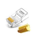 Koodmax - 50 Adet - 50u" Gold Plated Cat6 Rj45 Konnektör - 8p8c Ethernet Kablo Ucu Modüler Fiş Jak