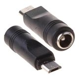 Koodmax - Micro USB Erkek To Dc 5.5*2.1mm Dişi Soket Çevirici - Dc Güç Adaptörü Fişi Dönüştürücü - Siyah