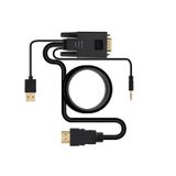 Koodmax - Vga To Hdmi Kablo Çevirici Dönüştürücü 3.5mm Ses Ve Usb Güç Destekli - 1080p - 2 Metre