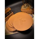 Kooka Leather Bardak Altlığı - El Yapımı Hakiki Deri - Taba - YUVARLAK