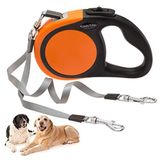 KOOLTAIL Çift Geri Çekilebilir Köpek Tasma - 50 kg'a kadar 2 Köpek Yürürürüme - Küçük Orta Boy Köpekler Yürüyüş Eğitimi için Ağır Hizmet Tipi Çift Başlı 15 ft Uzatılabilir Köpek Tasma
