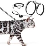 KOOLTAIL Kedi Koşum Takımı ve Tasma Seti, Güvenli Yürüyüş ve Seyahat için Kedi Yaka Airtag Tutuculu Kaçış Koruması, Küçük Orta Büyük Kediler için Yansıtıcı Rahat Hafif Ayarlanabilir Yavru Kedi Koşumu,