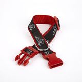 Köpek Desenli Dokuma Köpek Boyun Tasması 3 Cm X 36-60 Cm Kırmızı