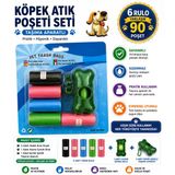 Köpek Dışkı Poşeti 6 Rulo + Taşıma Aparatı Hediyeli ( 90 Poşet - 6 Rulo)