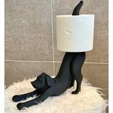 Köpek Figürlü Tuvalet Kağıdı Tutucu - 3D Yazıcı Dekoratif Banyo Aksesuarı - Mat Siyah Kağıtlık