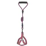 Köpek Göğüs Tasma Seti Dalga Desenli 2 cm*40-58 cm Mor-Pembe