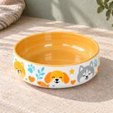 Köpek Mama ve Su Kabı Seramik Porselen Kase, 600 ml, 15 cm, Sırlı Yüzey, Bulaşık Makinesinde Yıkanabilir, Desenli, Geniş Ağızlı, Kaymayan Ağırlıkta, Turkuaz