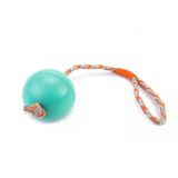 Köpek Oyuncağı, İpli Dolu Top, Kauçuk, Turkuaz, 30Cm