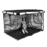 Köpek Sandığı Kılıfı 36 inç - Çift Kapı, Köpek Kulübesi İç Mekan, Su Geçirmez Köpek Kulübesi Kapağı Hava Havalandırma Pencereli, İç/Dış Mekan Çoğu Tel Köpek Sandığı (Siyah)