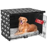 Köpek Sandığı Kılıfı - Çift Kapılı Su Geçirmez Köpek Kulübesi Kılıfı 24" Köpek Sandığı için - Siyah baskı