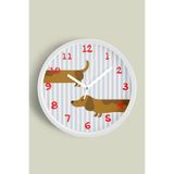 Köpek Tasarım Modern Duvar Saati - Çocuk Odası Duvar Saati - 35cm - Önü Camlı Beyaz Kasa, JH0984S35BKP