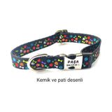 Köpek Tasması- Köpek Künyesi- İsimli Köpek Tasması Kemik ve Pati Desenli Çok Renkli