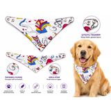 Köpek Ve Kedi Fuları Çıtçıtlı Renkli Soyut Desenli Bandana - Beyaz