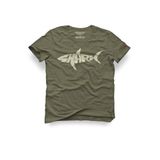 Köpekbalığı Gücü Baskılı Tasarım Tişört – Unisex%100 Pamuk Haki Yeşil Regular Erkek Kadın T-shirt, Haki, M