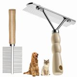 Köpekler için Astar Tırmığı, Bakım Fırçası Seti, Uzun Diş Astarı Köpek Tırmığı + Pire Tarağı, Deshedding Aracı Güzellik Çelik Tarağı Golden Retriever Husky Alman Çoban Köpeği Uzun Tüylü Kedi