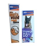 Köpekler İçin Vitamin D3 100 Ml Ve Natura Manta Wound Care Solüsyon 200 Cc (Yara Bakım Solüsyonu)