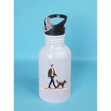 Köpekli Adam Baskılı Matara Suluk 600 ml - Sporcu Suluğu, Büyük Suluk, Spor Matara, Sporcu Sulukları