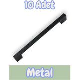 Köprü Alüminyum Metal Lüks Modern Mobilya Çekmece Mutfak Dolabı Kulpu Siyah (10 Adet) - 224mm