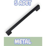 Köprü Alüminyum Metal Lüks Modern Mobilya Çekmece Mutfak Dolabı Kulpu Siyah (5 Adet) - 224mm