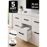 Köprü Kulp Mat Siyah Modern Mobilya Kulpu 96 mm Dolap Çekmece Kulpu 128 mm Vida Dahil Sert Plastik Polimer Kulp 5 Adet