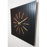 Kopya - Ahşap Aynalı Dekoratif Modern ve Şık Özel Tasarım Duvar Saati 50x50 cm Siyah ve Altın