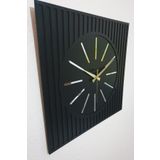 Kopya - Ahşap Aynalı Dekoratif Modern ve Şık Özel Tasarım Duvar Saati 50x50 cm Siyah ve Gümüş