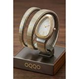 Kora Taşlı Gri Kadran Gold-Gümüş Kordon Yılan Model Kadın Kol Saati