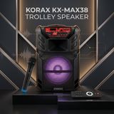 Korax KX-MAX38 400W Taşınabilir Akülü Tekerlekli Bluetooth Hoparlör Ses Sistemi (12V 7AH / Tws / LED / Karaoke)