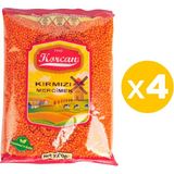 Korcan Kırmızı Mercimek 1 kg x 4 Adet - 4 kg