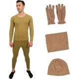 Kordak 5'li Set: Askeri Termal Içlik Takımı Polar Bere Boyunluk Eldiven - Haki