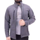 Kordak Gri Üç Cepli Fermuarlı Polar Hırka - 2XL