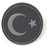 KORDAK Yuvarlak Türk Bayrağı Peç Arma (Siyah)